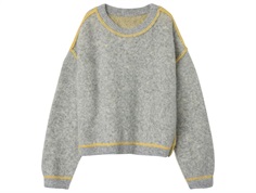 Name It striktrøje lys grå meleret med gul detalje